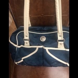 Lulu lemon blue bag with opulent piping.
